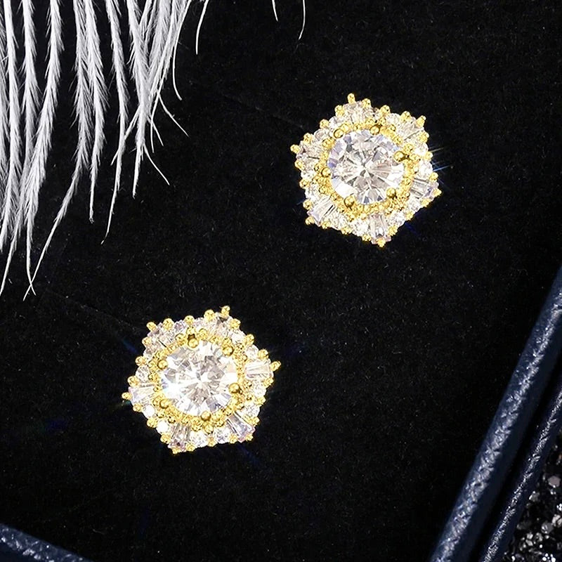 Dixie - Cubic Zirconia Bridal Stud Earrings - Available in Silver and Rose Gold
