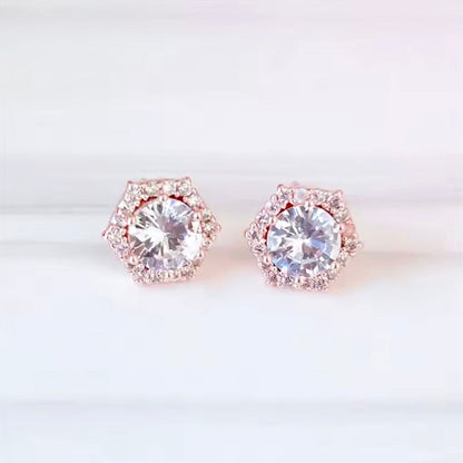 Dixie - Cubic Zirconia Bridal Stud Earrings - Available in Silver and Rose Gold