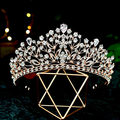 Ananda - Cubic Zirconia Bridal Tiara - Available in Silver, Yellow Gold and Rose Gold