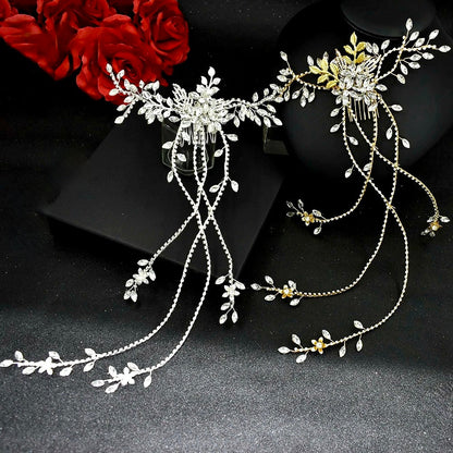 Eugenie - Cascading Crystal Bridal Hair Comb / Hair Vine - Available in Silver and Gold