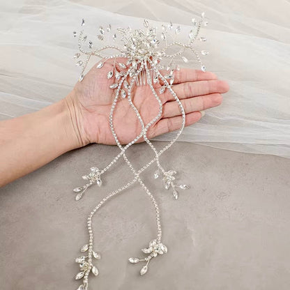 Eugenie - Cascading Crystal Bridal Hair Comb / Hair Vine - Available in Silver and Gold