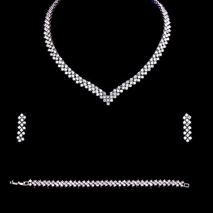 Catarina - Silver Cubic Zirconia Bridal Three-Piece Jewelry Set