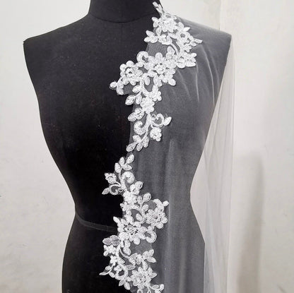 "Silva" - Lace Edge Cathedral Bridal Veil - Available in White and Ivory