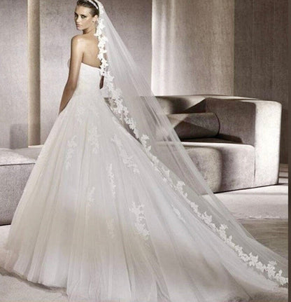 "Silva" - Lace Edge Cathedral Bridal Veil - Available in White and Ivory