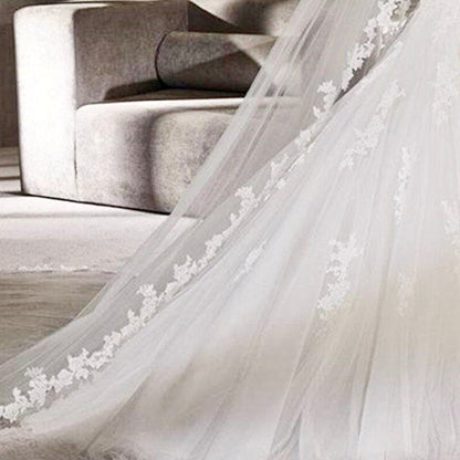 "Silva" - Lace Edge Cathedral Bridal Veil - Available in White and Ivory