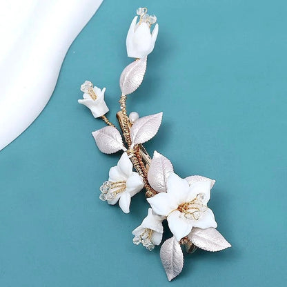 "Edda" - Ceramic Flowers Bridal Hair Clip