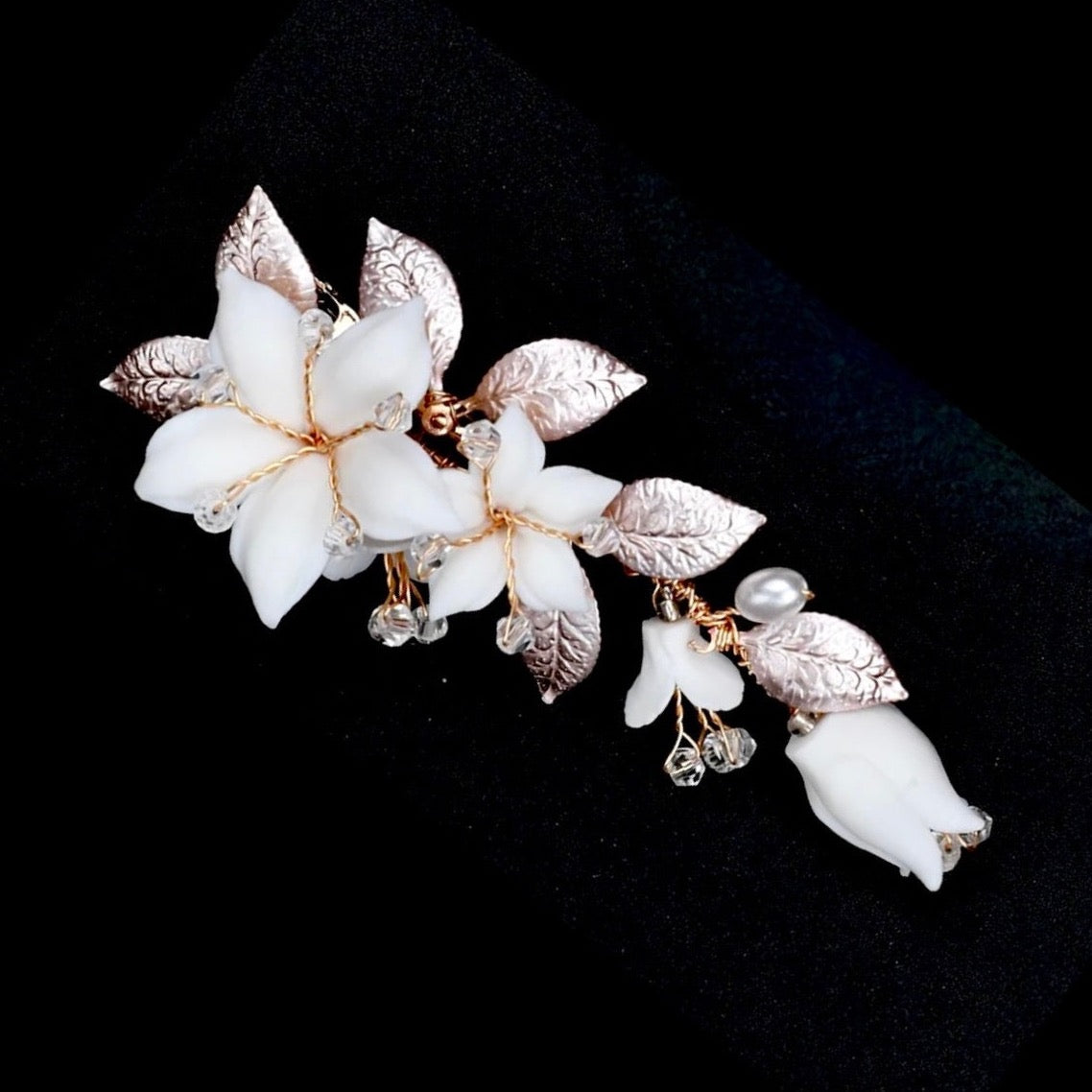 "Edda" - Ceramic Flowers Bridal Hair Clip