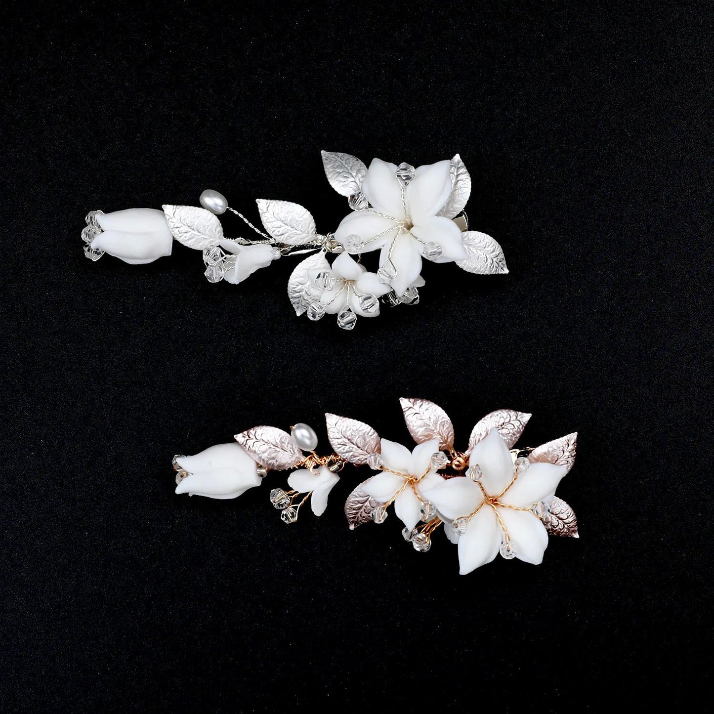 "Edda" - Ceramic Flowers Bridal Hair Clip