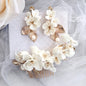 McKenna - Ceramic Flowers Bridal Hair Comb and Earrings Set - Available in Gold and Silver