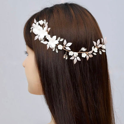 Aveline - Ceramic Flowers Bridal Hair Comb / Vine