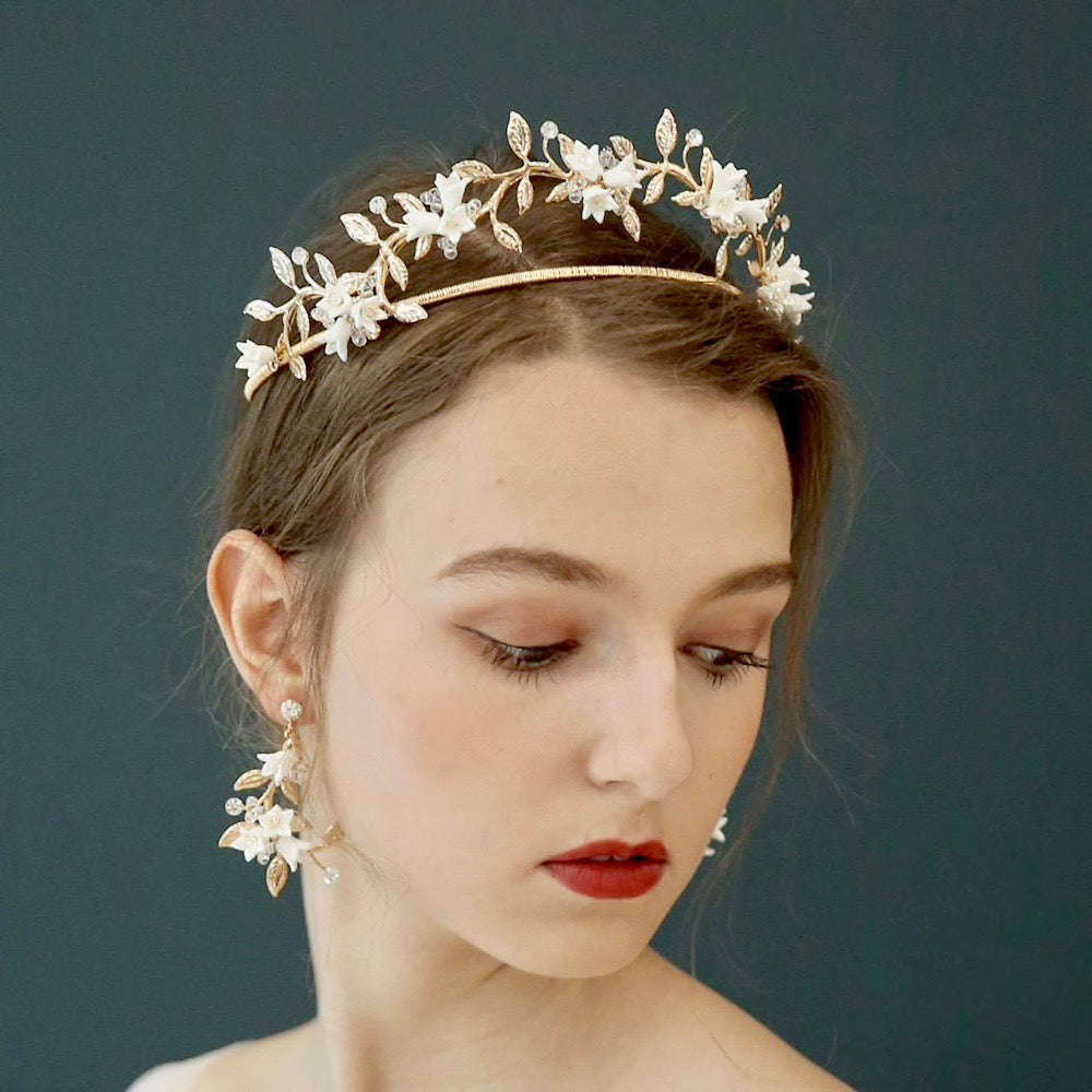 "Calais" - Gold Bridal Double Tiara