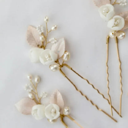 Pixie -  Pearl Bridal Hair Pin Set of Three - Available in Silver and Gold