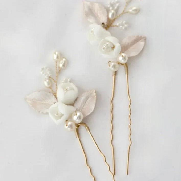 Pixie -  Pearl Bridal Hair Pin Set of Three - Available in Silver and Gold