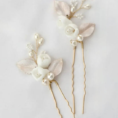 Pixie -  Pearl Bridal Hair Pin Set of Three - Available in Silver and Gold
