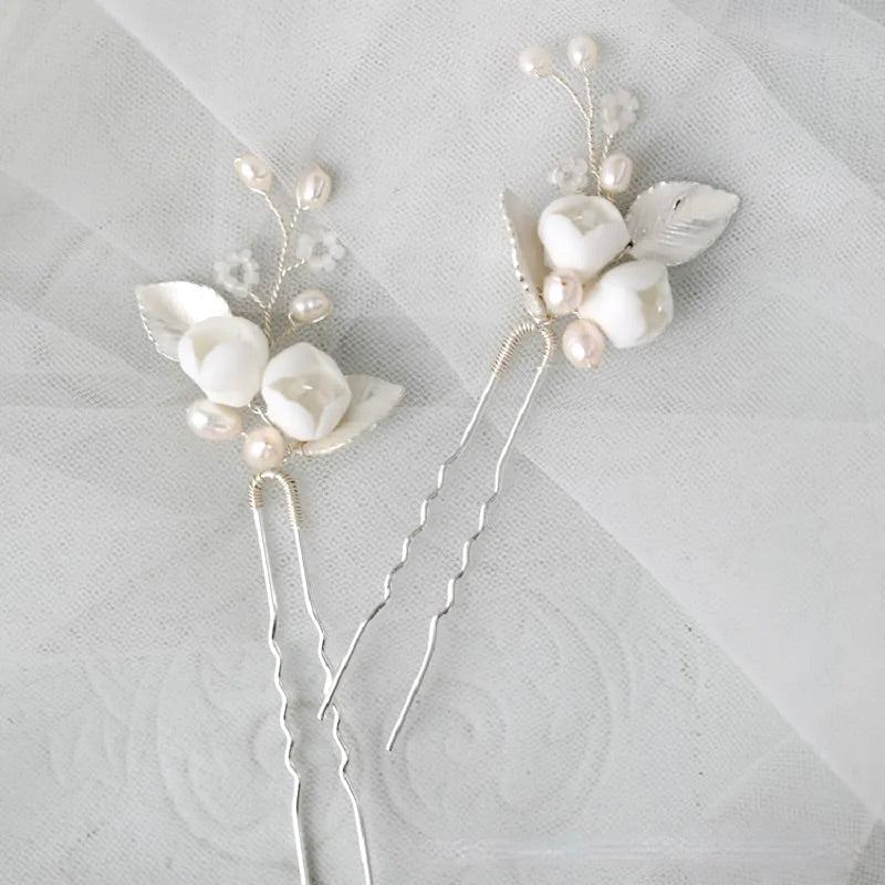 Pixie -  Pearl Bridal Hair Pin Set of Three - Available in Silver and Gold