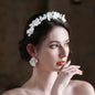 "Shiloh" - Ceramic Flowers and Pearls Bridal Headband - Available in Silver and Gold