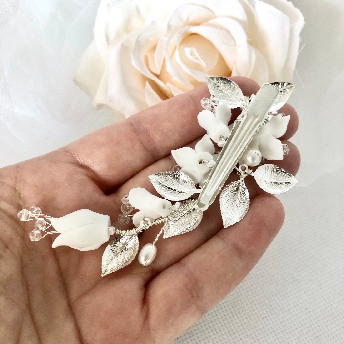 "Edda" - Ceramic Flowers Bridal Hair Clip