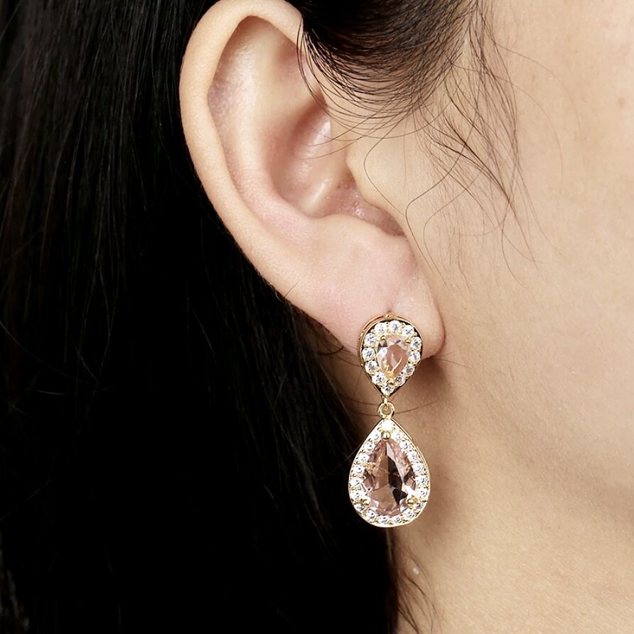 Rowena - Champagne CZ Bridal Jewelry Set - Available in Silver, Rose Gold and Yellow Gold
