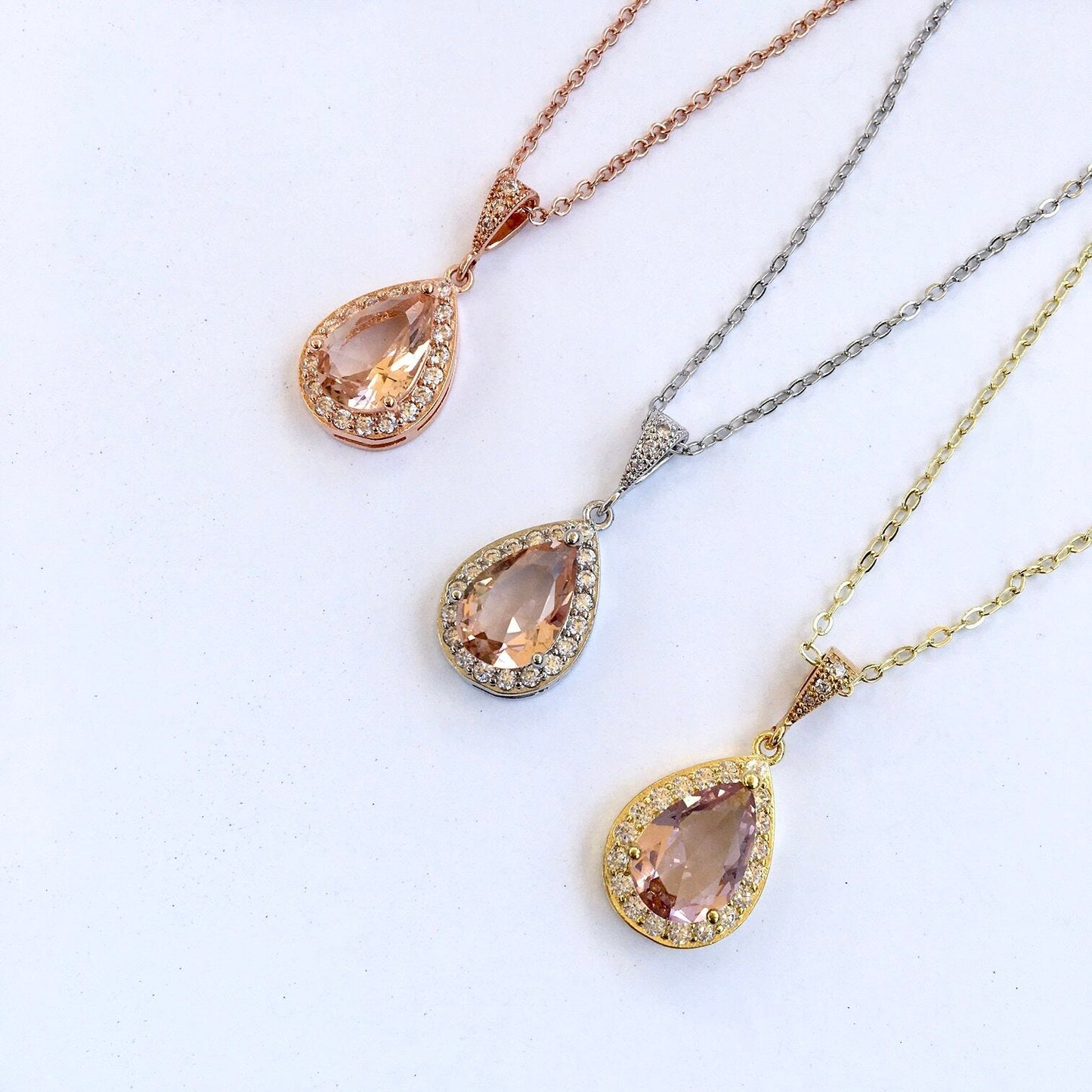 Rowena - Champagne CZ Bridal Jewelry Set - Available in Silver, Rose Gold and Yellow Gold