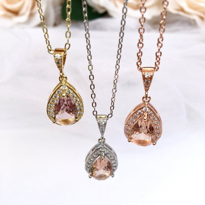 Rowena - Champagne CZ Bridal Jewelry Set - Available in Silver, Rose Gold and Yellow Gold