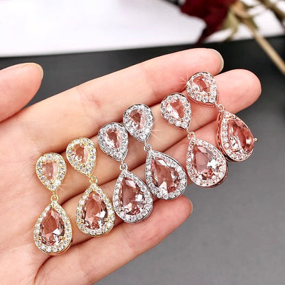 Rowena - Champagne CZ Bridal Jewelry Set - Available in Silver, Rose Gold and Yellow Gold