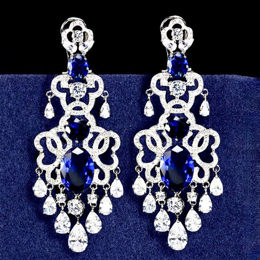Phoenix - Chandelier Cubic Zirconia Bridal Earrings - More Colors