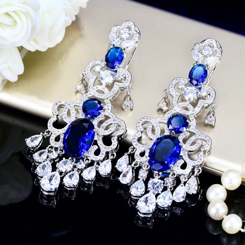 Phoenix - Chandelier Cubic Zirconia Bridal Earrings - More Colors