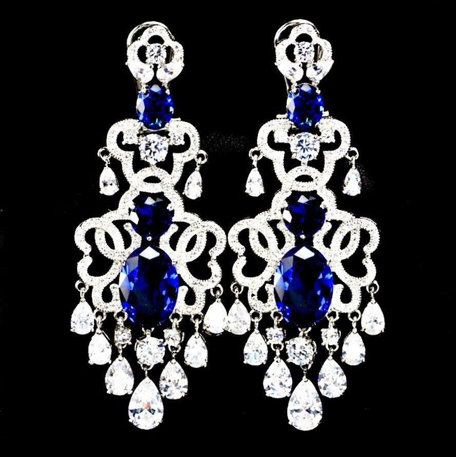 Phoenix - Chandelier Cubic Zirconia Bridal Earrings - More Colors