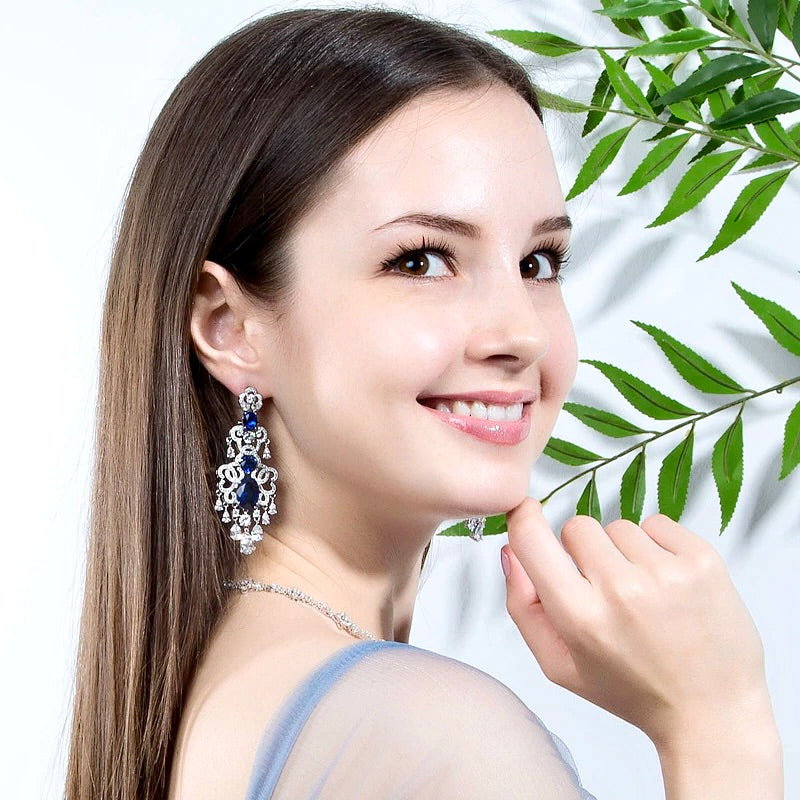 Phoenix - Chandelier Cubic Zirconia Bridal Earrings - More Colors