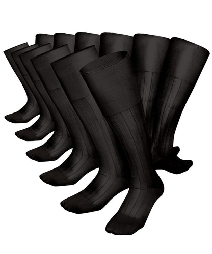 Vittorio Farina Men's Ribbed Shear Nylon Over The Calf Dress Socks