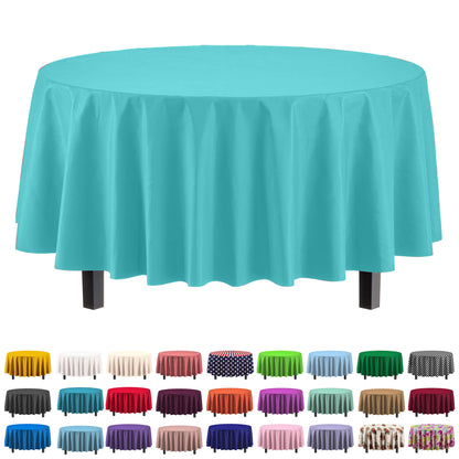 Premium Round Aqua Blue Plastic Table Cover