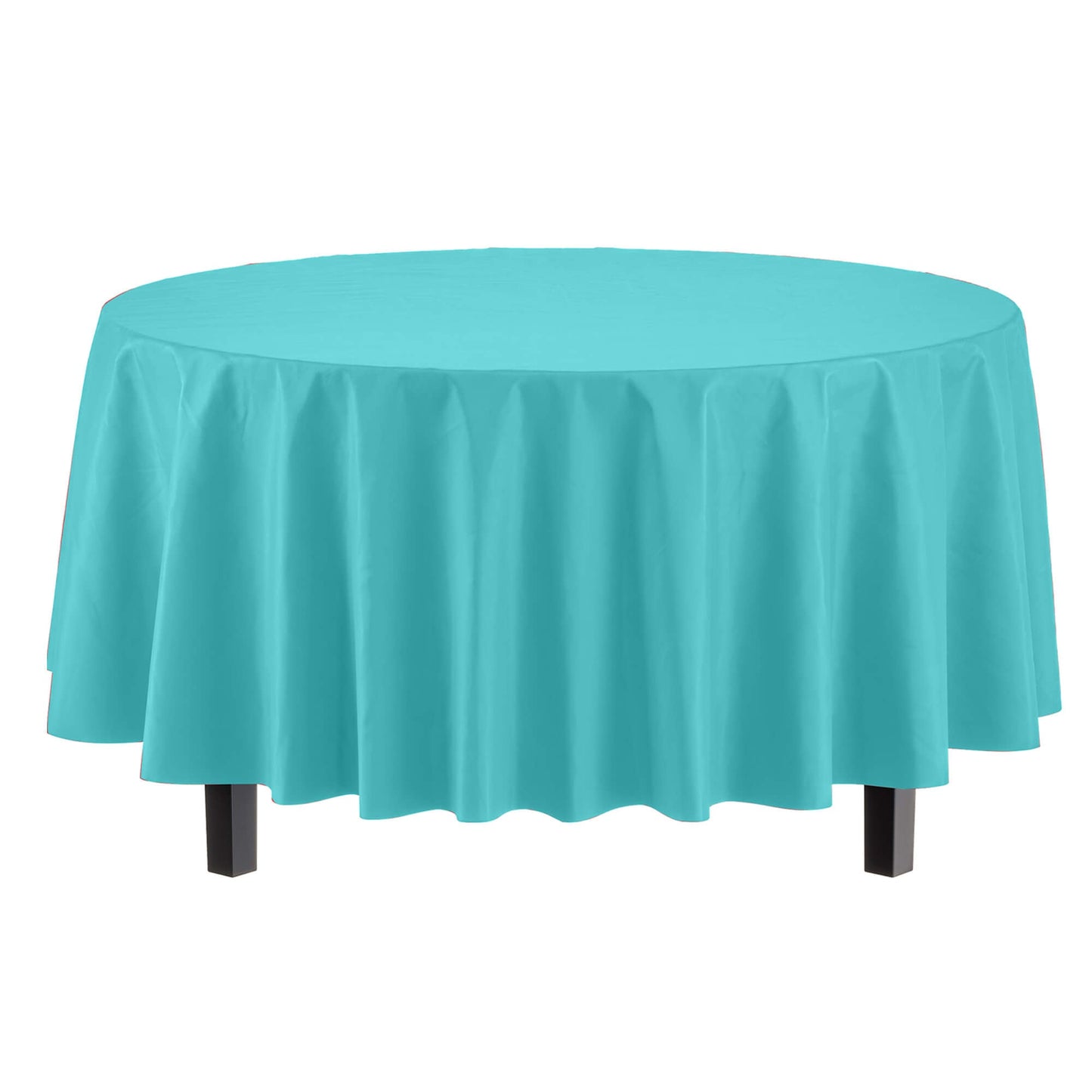 Premium Round Aqua Blue Plastic Table Cover