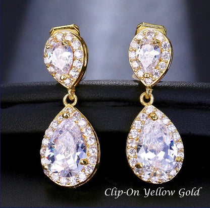 Eniko - Cubic Zirconia Bridal Earrings - Available in Silver, Rose Gold and Yellow Gold