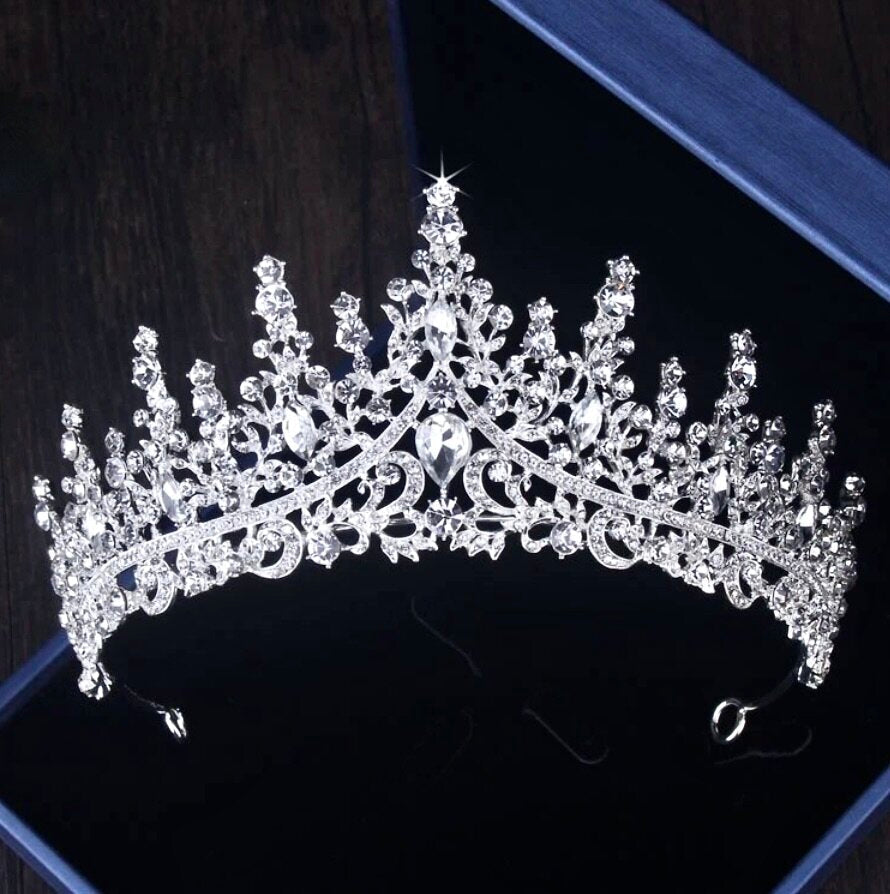 Gayle - Silver Cubic Zirconia 3-Piece Bridal Jewelry Set With Tiara