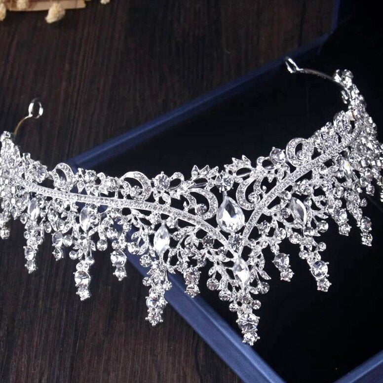 Gayle - Silver Cubic Zirconia 3-Piece Bridal Jewelry Set With Tiara