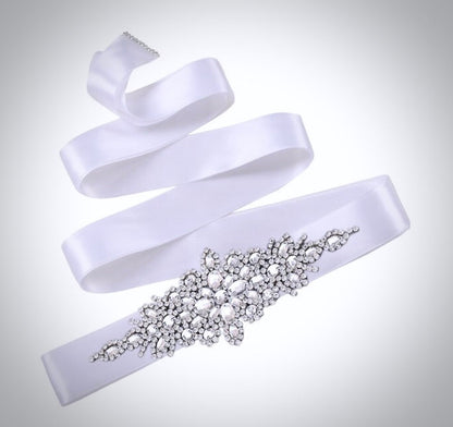 Allier - Silver Crystal Bridal Belt/Sash