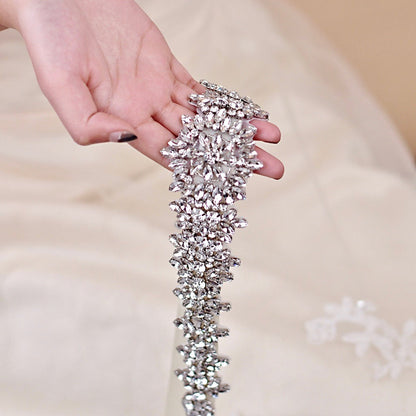 Daniela - Silver Crystal Bridal Belt/Sash