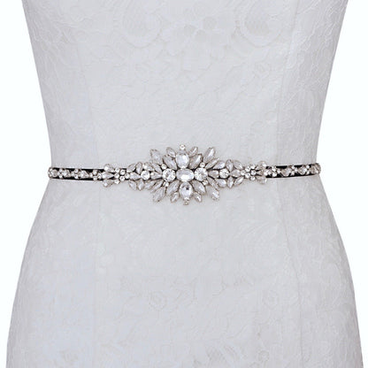 Shayna - Silver Crystal Bridal Belt/Sash