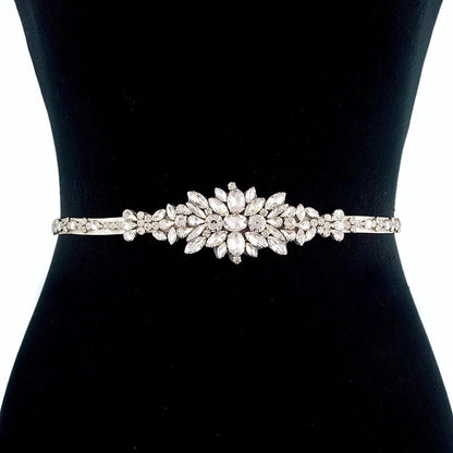 Shayna - Silver Crystal Bridal Belt/Sash