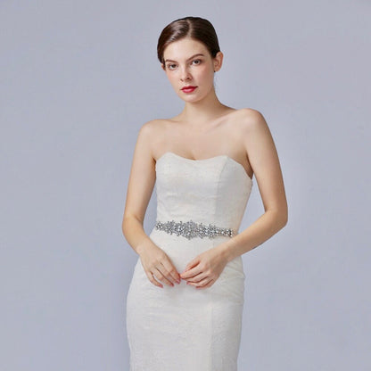 Daniela - Silver Crystal Bridal Belt/Sash