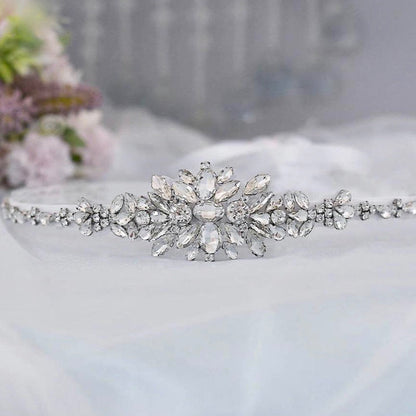 Shayna - Silver Crystal Bridal Belt/Sash