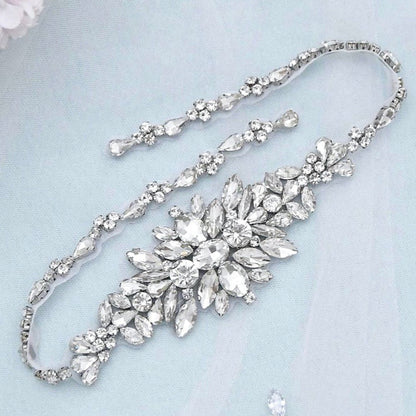 Shayna - Silver Crystal Bridal Belt/Sash