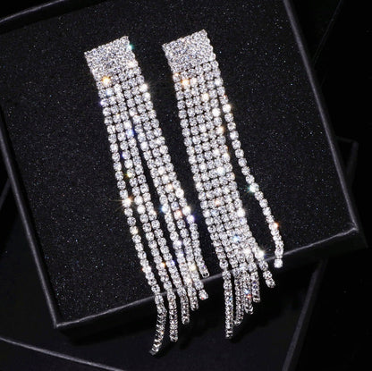 "Celia" - Crystal Bridal Fringe Earrings