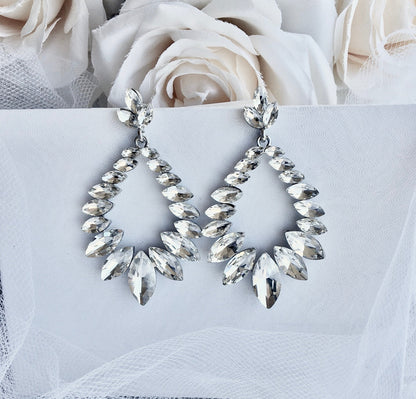 "Olive" - Crystal Bridal Earrings - Available in Silver and Gold