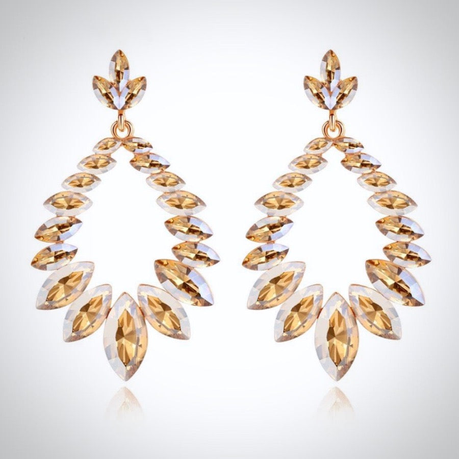 "Olive" - Crystal Bridal Earrings - Available in Silver and Gold
