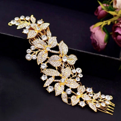 Ariel - Austrian Crystal Bridal Hair Comb - Available in Silver, Rose Gold and Yellow Gold