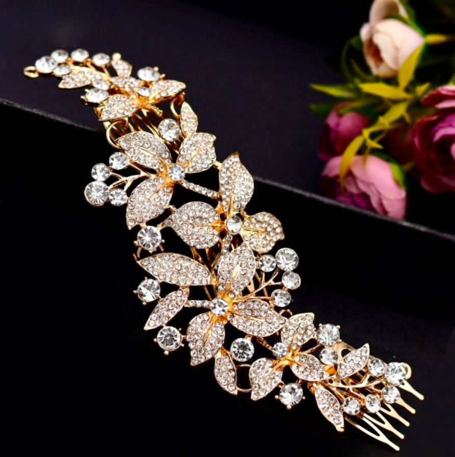 Ariel - Austrian Crystal Bridal Hair Comb - Available in Silver, Rose Gold and Yellow Gold