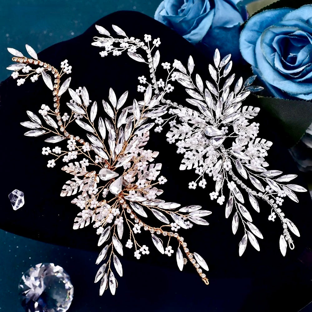 "Mayra" - Crystal Bridal Hair Vine - Available in Silver and Gold