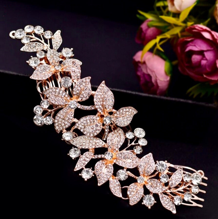 Ariel - Austrian Crystal Bridal Hair Comb - Available in Silver, Rose Gold and Yellow Gold