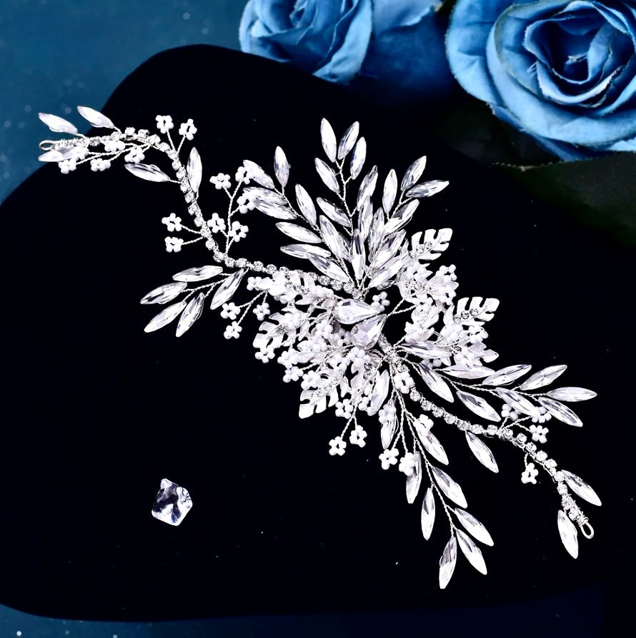 "Mayra" - Crystal Bridal Hair Vine - Available in Silver and Gold